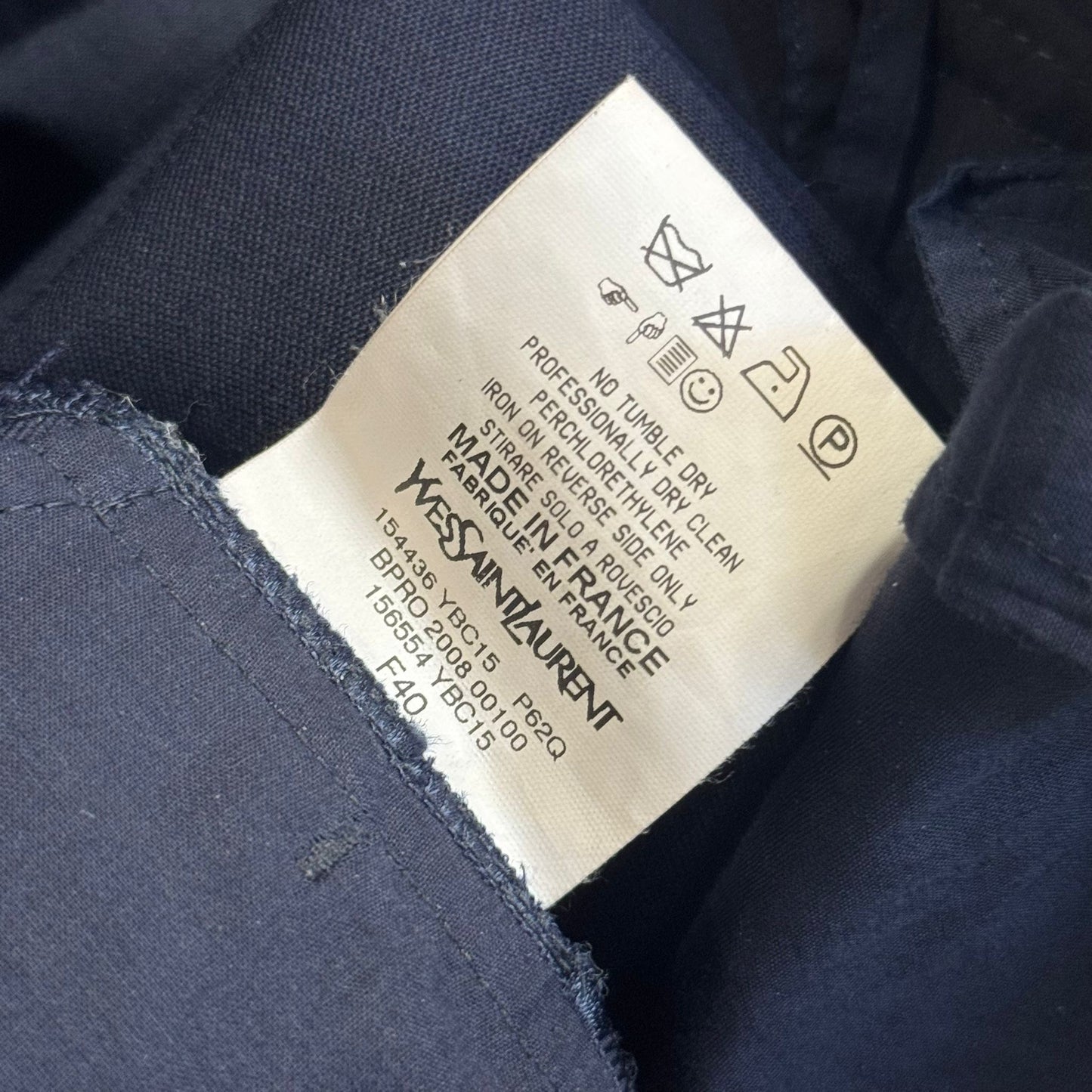SAINT LAURENT - SUIT JACKET AND TROUSERS BLUE WITH SATIN LAPELS SIZE 40 FR