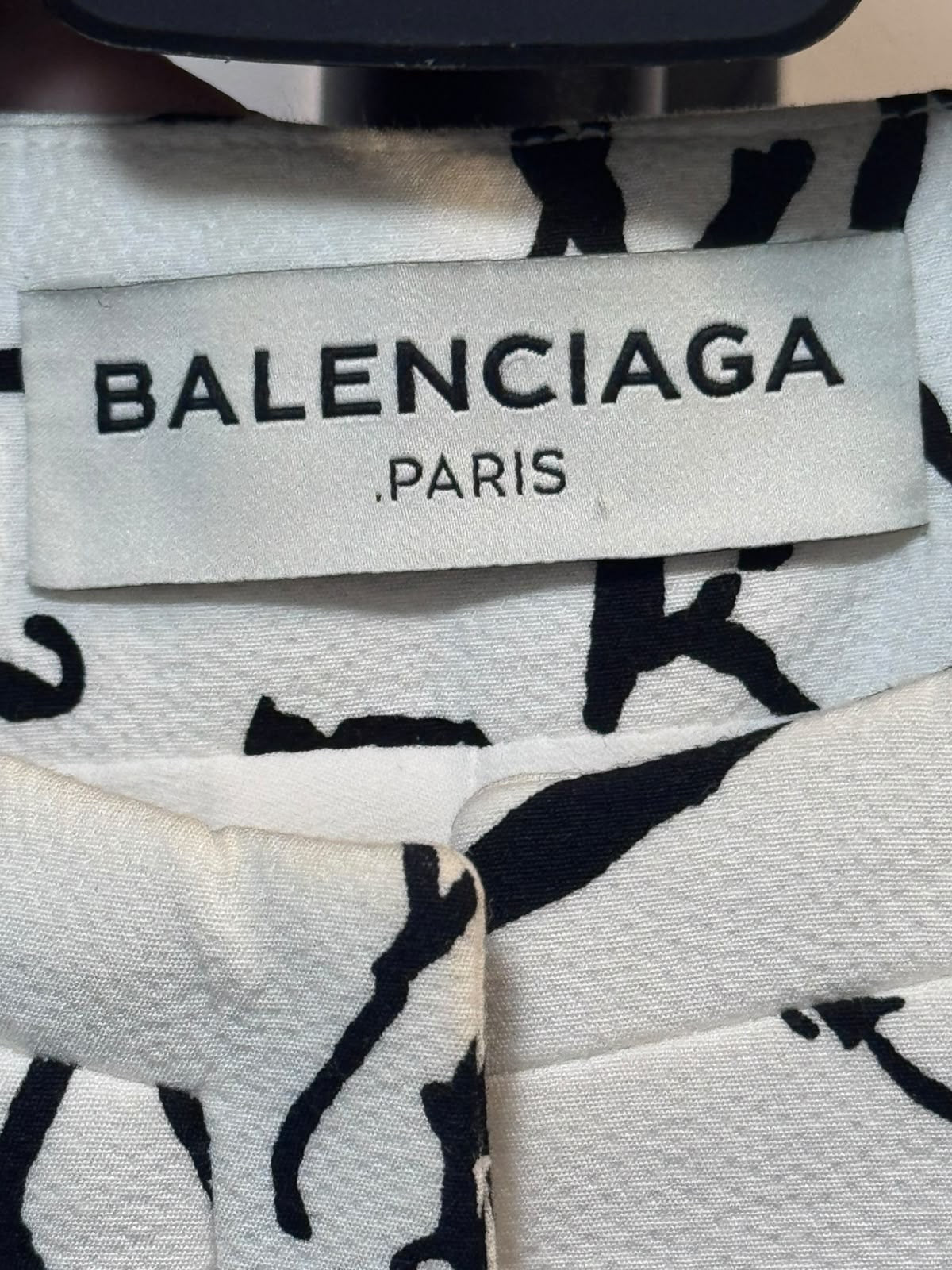 BALENCIAGA - JACKET CROPPED BLACK & WHITE ABSTRACT FLORAL PRINT SIZE S