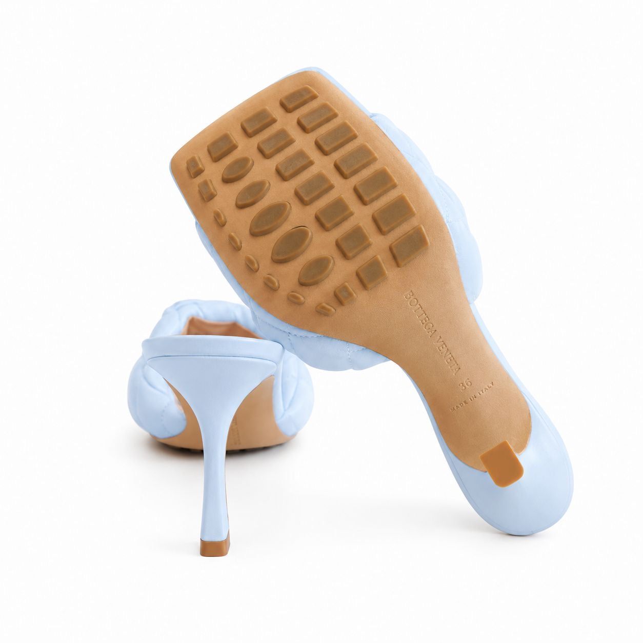 BOTTEGA VENETA - *BRAND NEW* SANDALS PADDED LEATHER BABY BLUE SIZE 36 EU