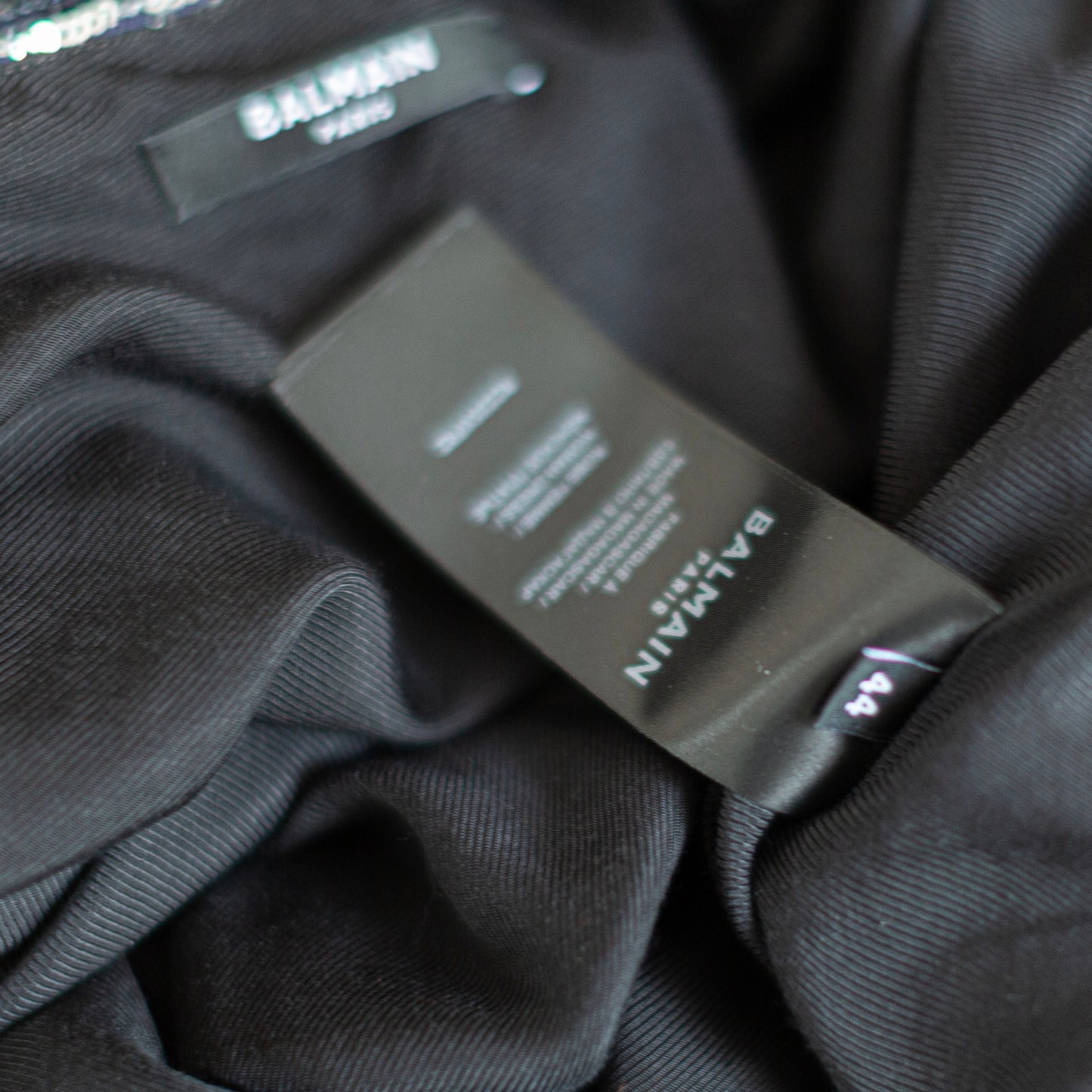 BALMAIN - DRESS MINI SEQUIN STRIPED SILVER & NAVY SIZE 44 FR