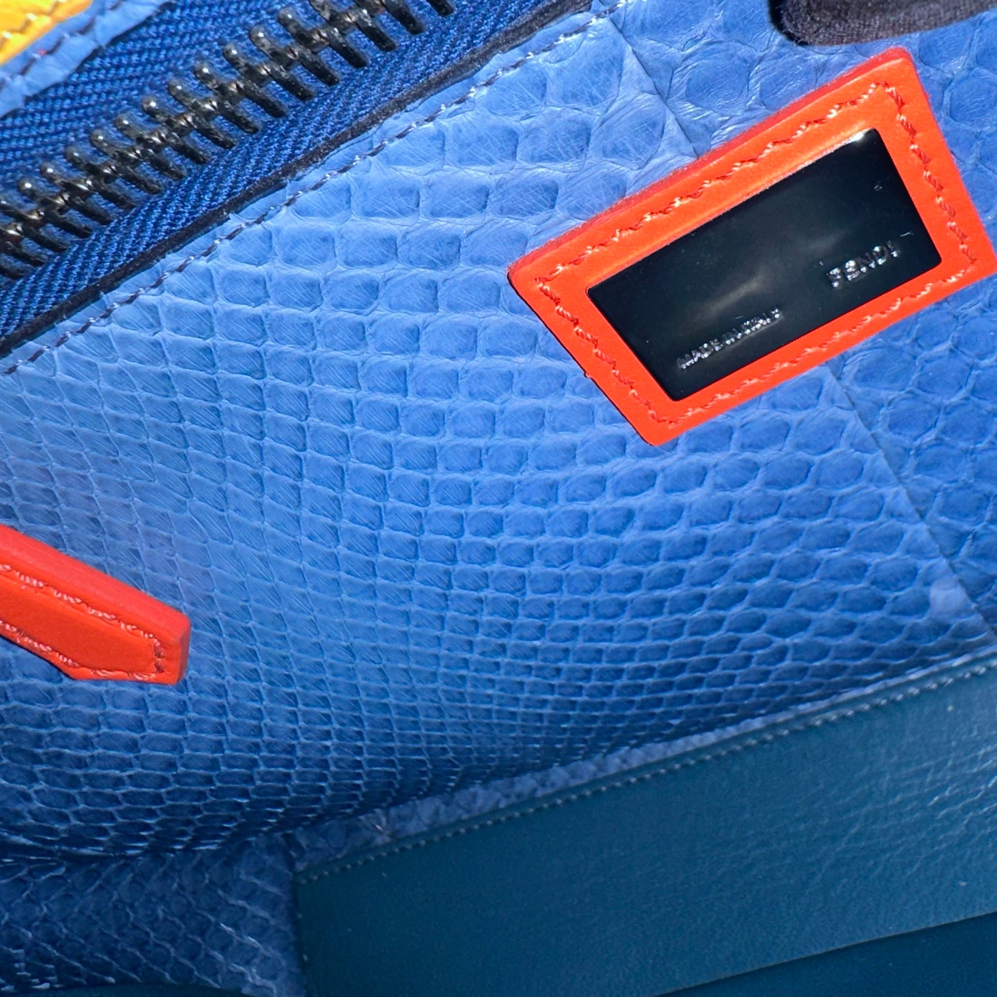 *LIMITED EDITION* FENDI - Peekaboo Bag red with strap blue python and crocodile details