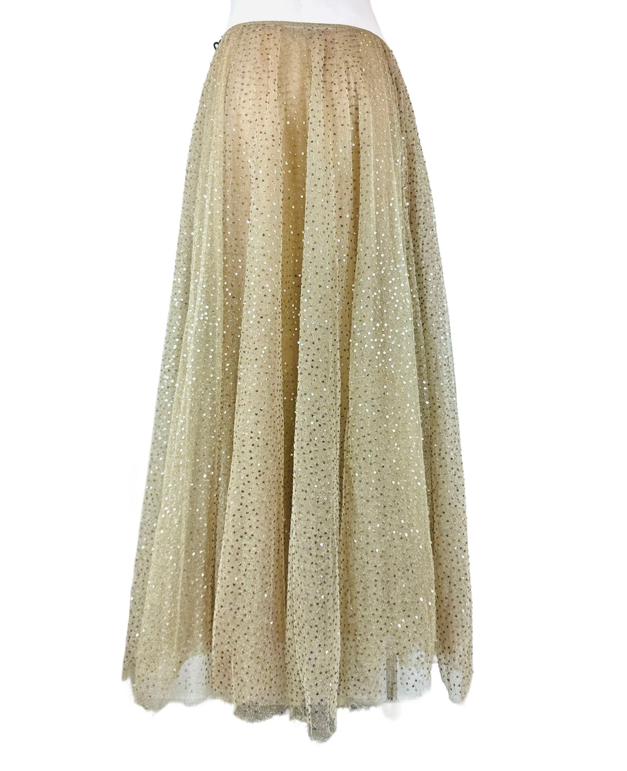DIOR - Long skirt plumetis paiettes gold with lining size L