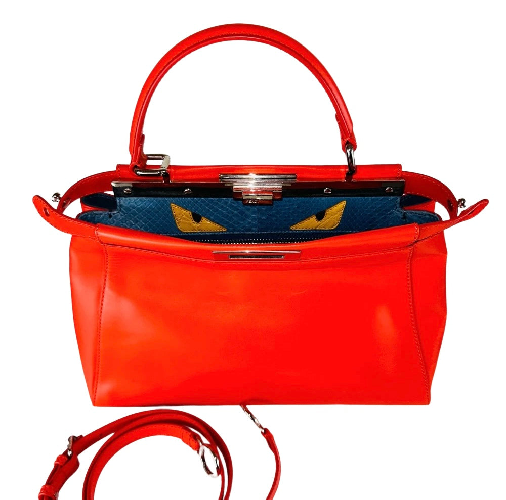 *LIMITED EDITION* FENDI - Peekaboo Bag red with strap blue python and crocodile details