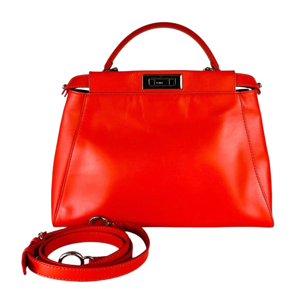 *LIMITED EDITION* FENDI - Peekaboo Bag red with strap blue python and crocodile details