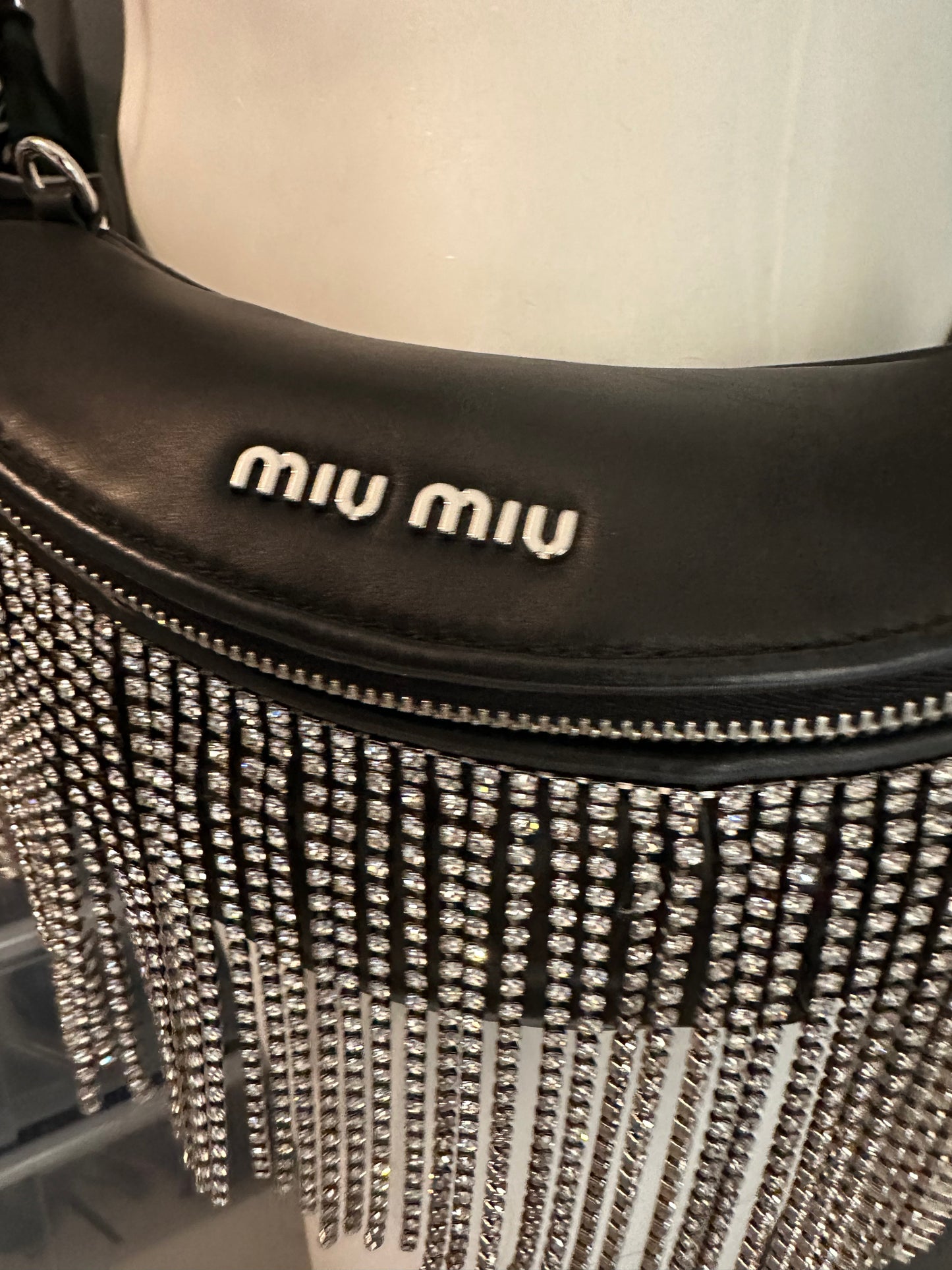 MIU MIU - Black Crystal Fringes Fanny Pack