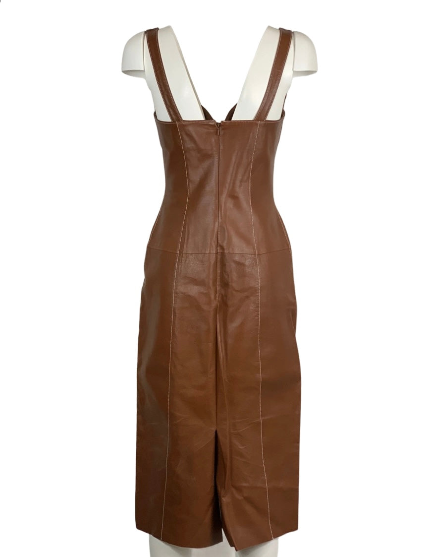 ERMANNO SCERVINO - Cocktail dress brown leather size 40 IT