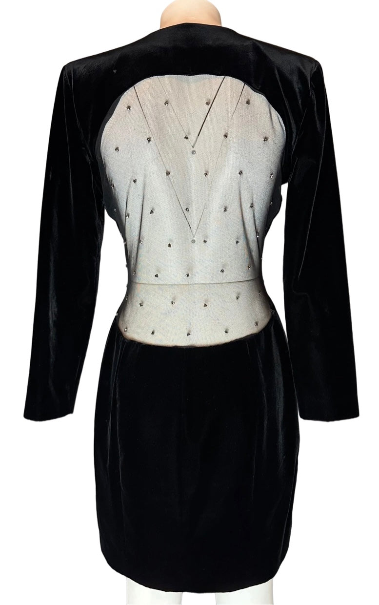 SAINT LAURENT - Dress black velvet size 40 FR