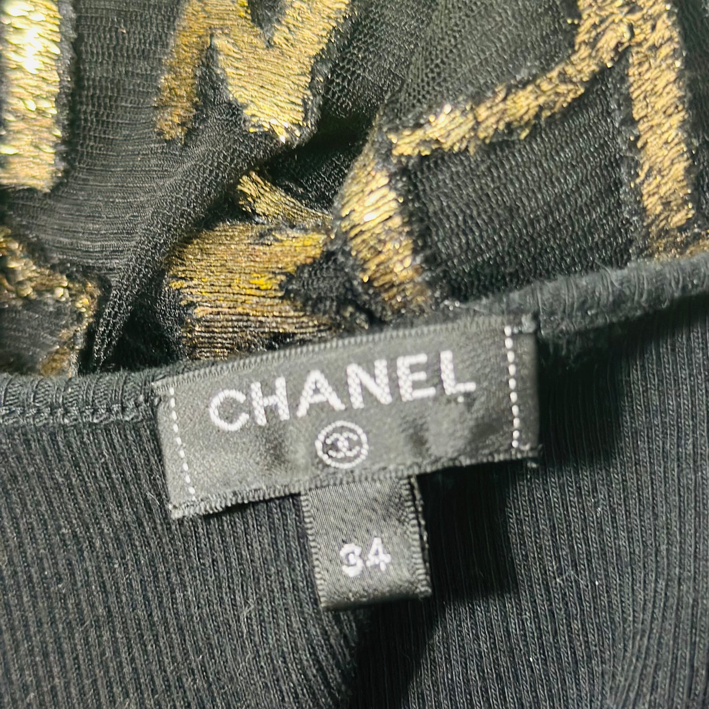 CHANEL - Tank top Gold Black graffiti size 34 FR