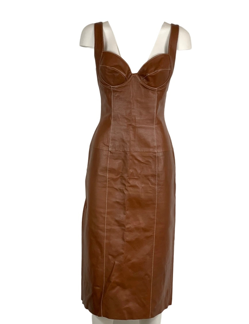 ERMANNO SCERVINO - Cocktail dress brown leather size 40 IT