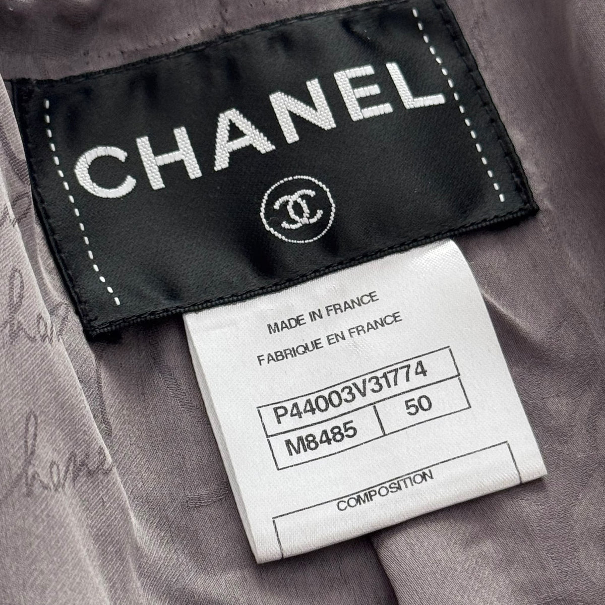 CHANEL - JACKET TWEED BLACK & WHITE TEXTURED WITH JEWEL BUTTONS SIZE 50 FR