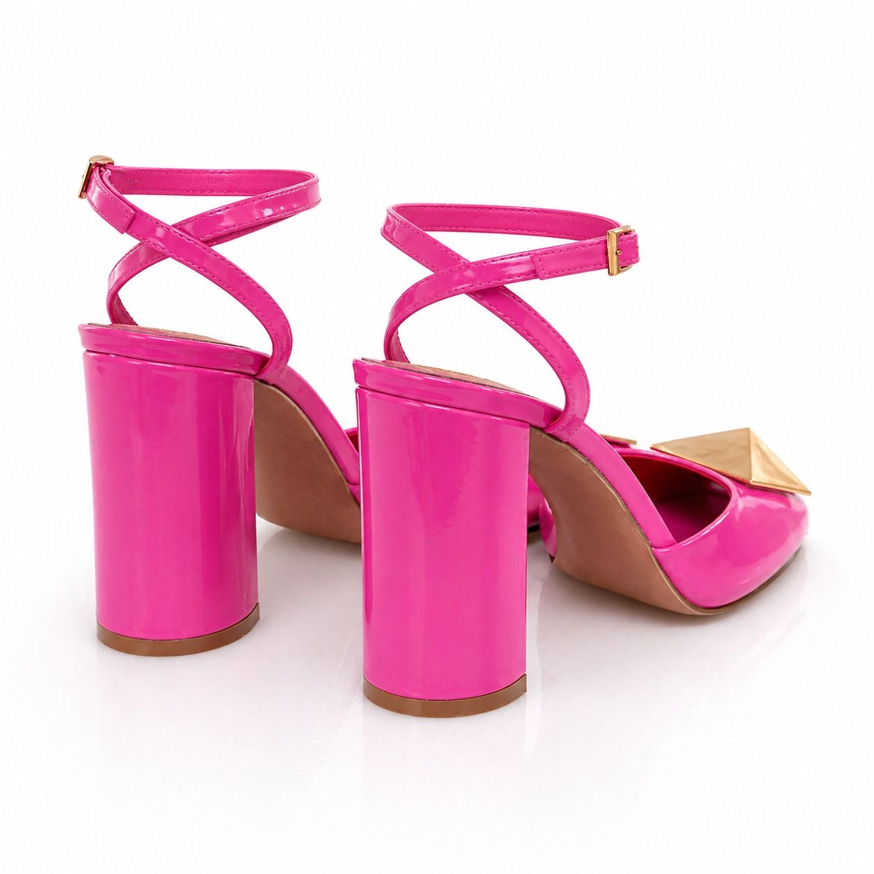 VALENTINO - *BRAND NEW* PUMPS FUCSHIA PATENT ONE STUD ANKLE-LACED SIZE 37,5 EU