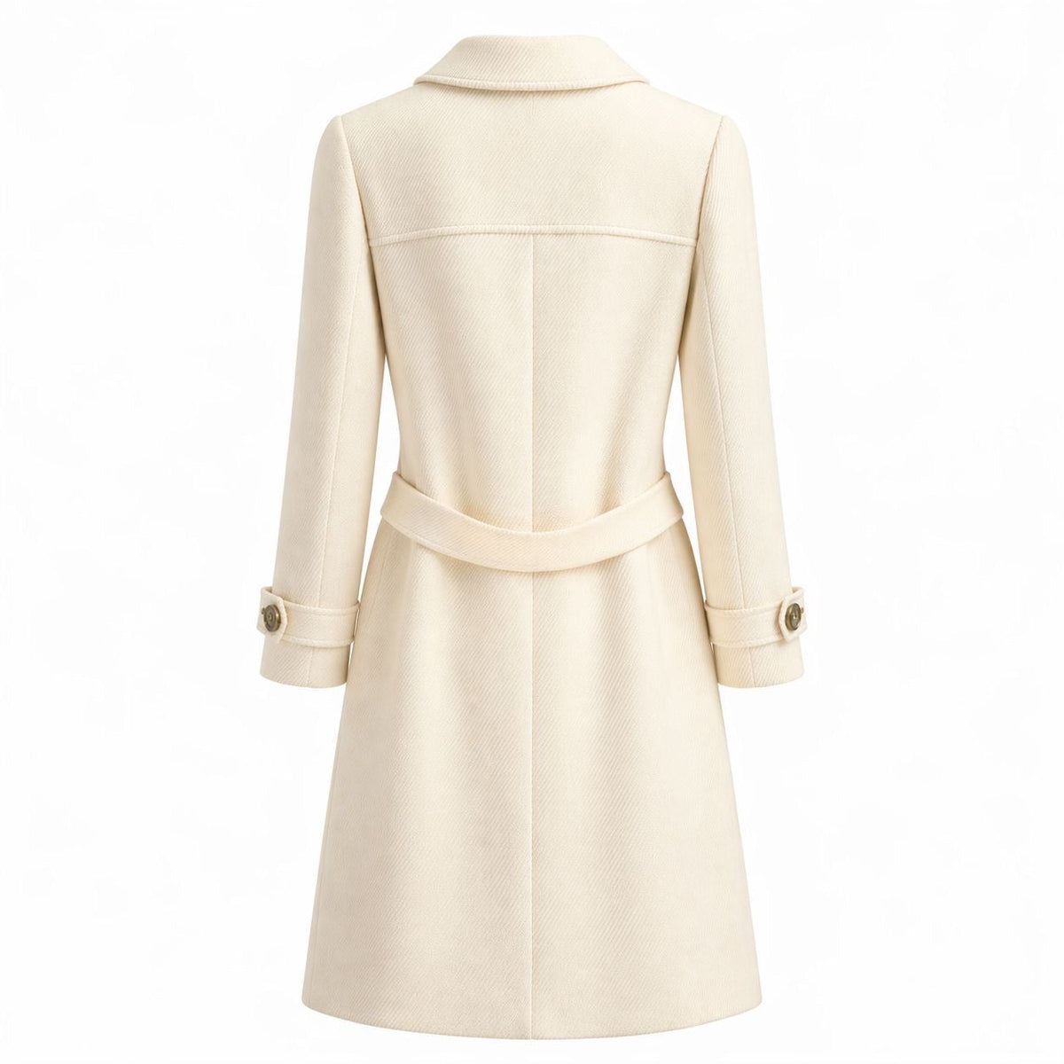 LANVIN - COAT DOUBLE-BREASTED IVORY WITH GOLD-TONE BUTTONS SIZE 36 FR