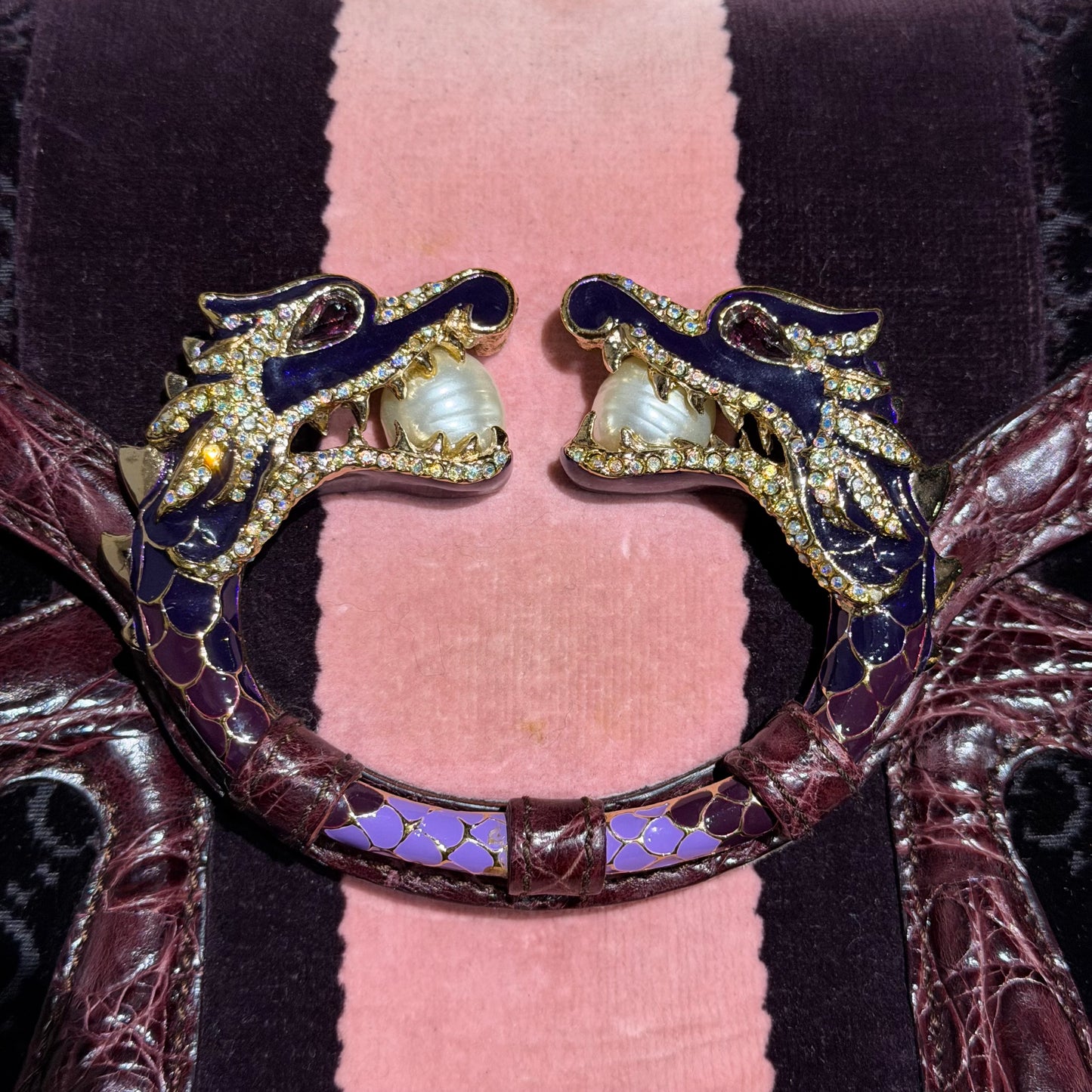 GUCCI - *LIMITED EDITION* TOM FORD BAG VELVET MONOGRAM & CROCODILE PURPLE