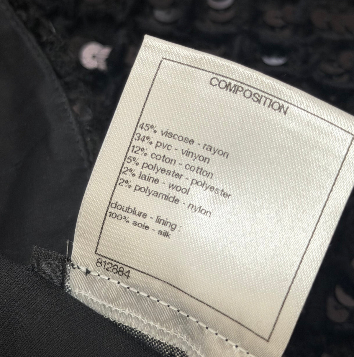 CHANEL - SKIRT MIDI BLACK EMBROIDERED SEQUIN SIZE 36 FR