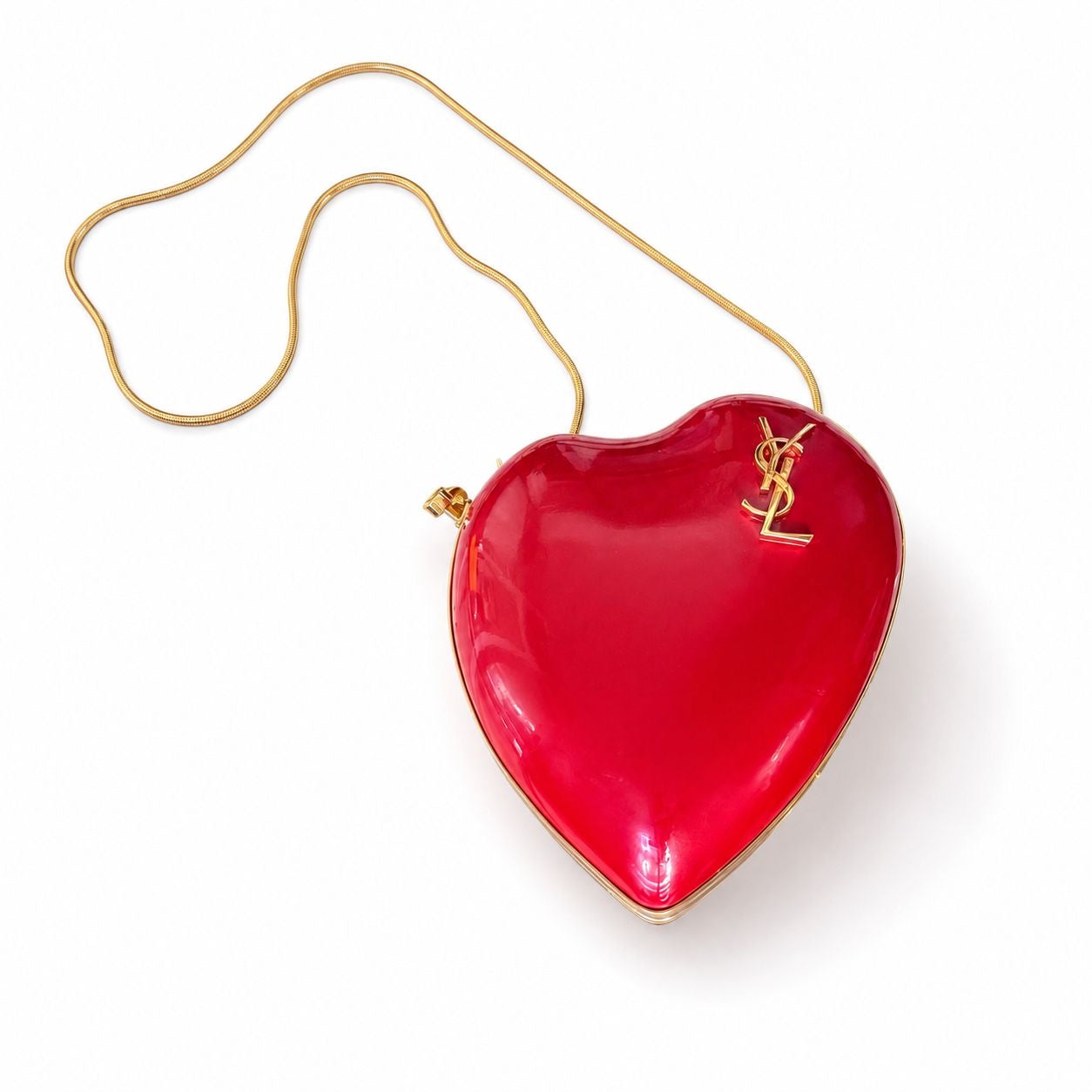 SAINT LAURENT - BAG RED LOVE BOX PATENT RED WITH GOLD HARDWARE