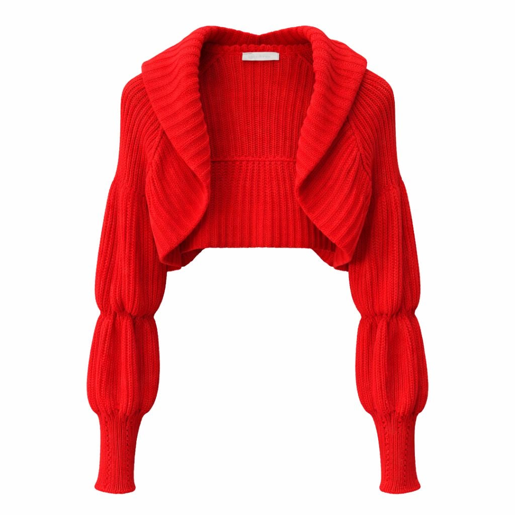 VALENTINO - CARDIGAN RED CROPPED CASHMERE BLEND SIZE M