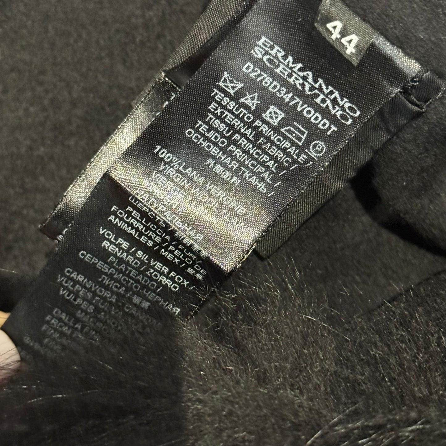 SCERVINO - COAT BLACK WOOL WITH FOX SIZE 44 IT