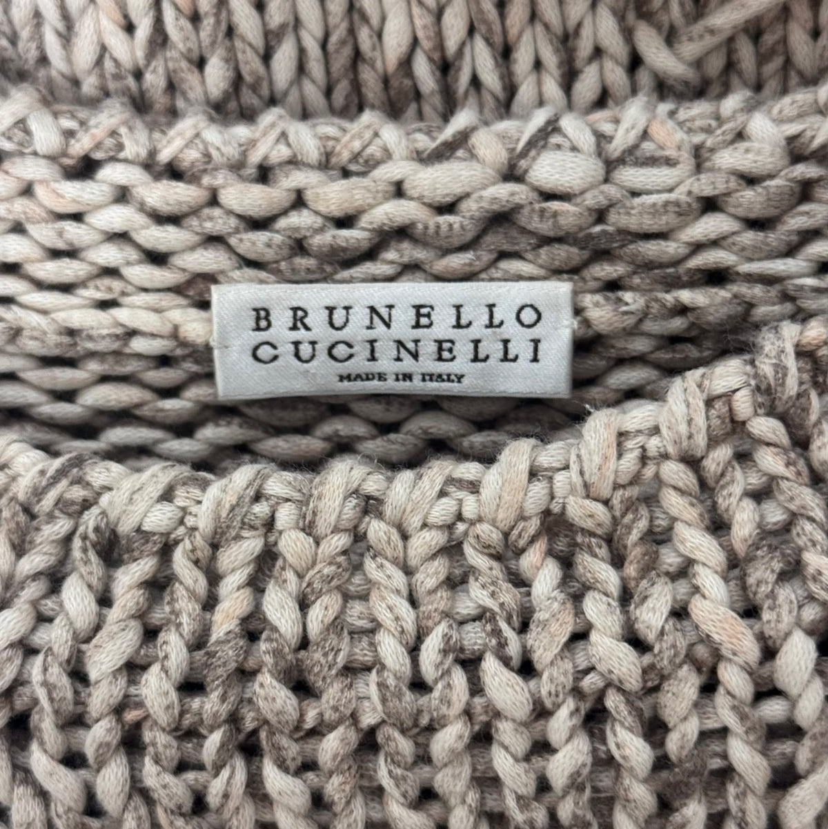 BRUNELLO CUCCINELLI - T-SHIRT KNIT COTTON-BLEND BEIGE CHUNKY SIZE L