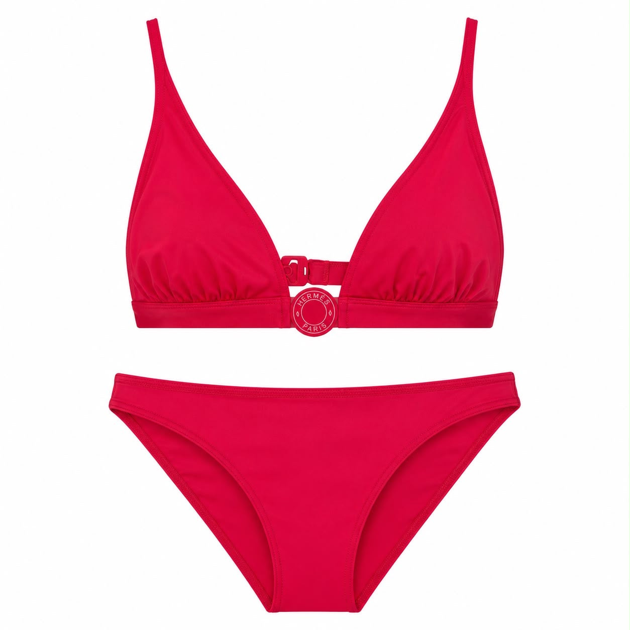 HERMÈS - TWO-PIECE BIKINI RED WITH SIGNATURE DETAIL SIZE 36 FR