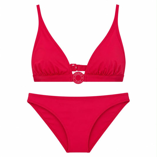 HERMÈS - TWO-PIECE BIKINI RED WITH SIGNATURE DETAIL SIZE 36 FR