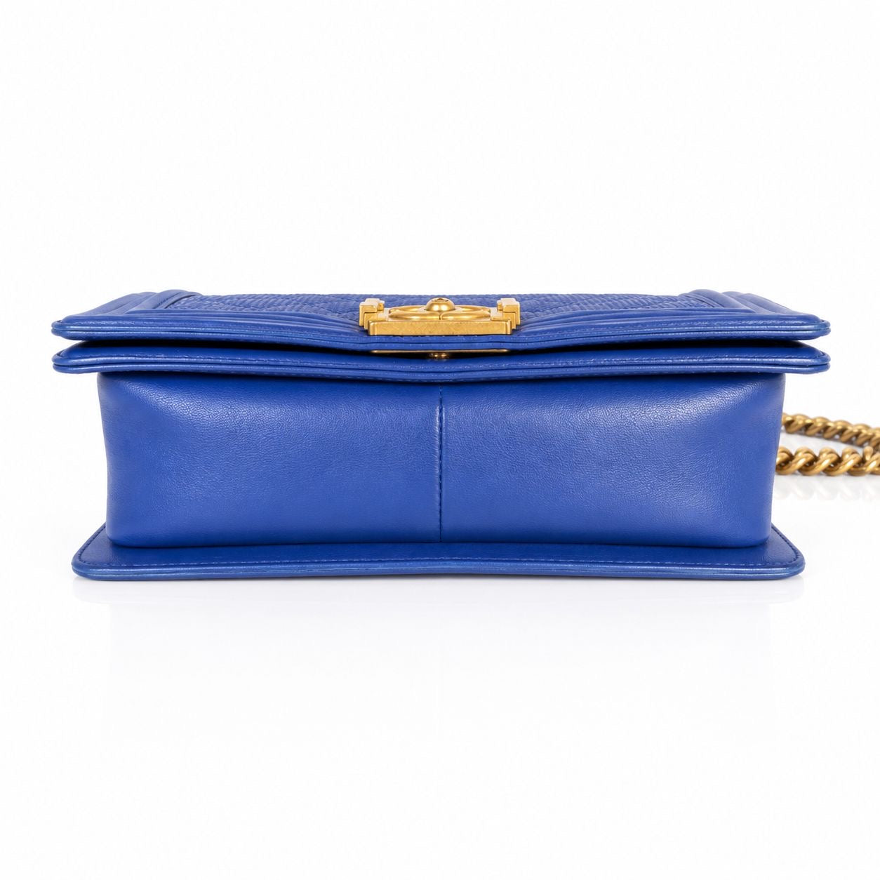 CHANEL - *RARE* BOY BAG BLUE ROYAL PYTHON WITH ANTIQUE GOLD HARDWARE