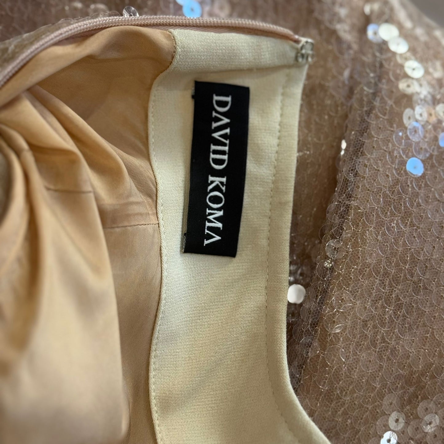 DAVID KOMA - DRESS LONG PINK SEQUINS SIZE 6