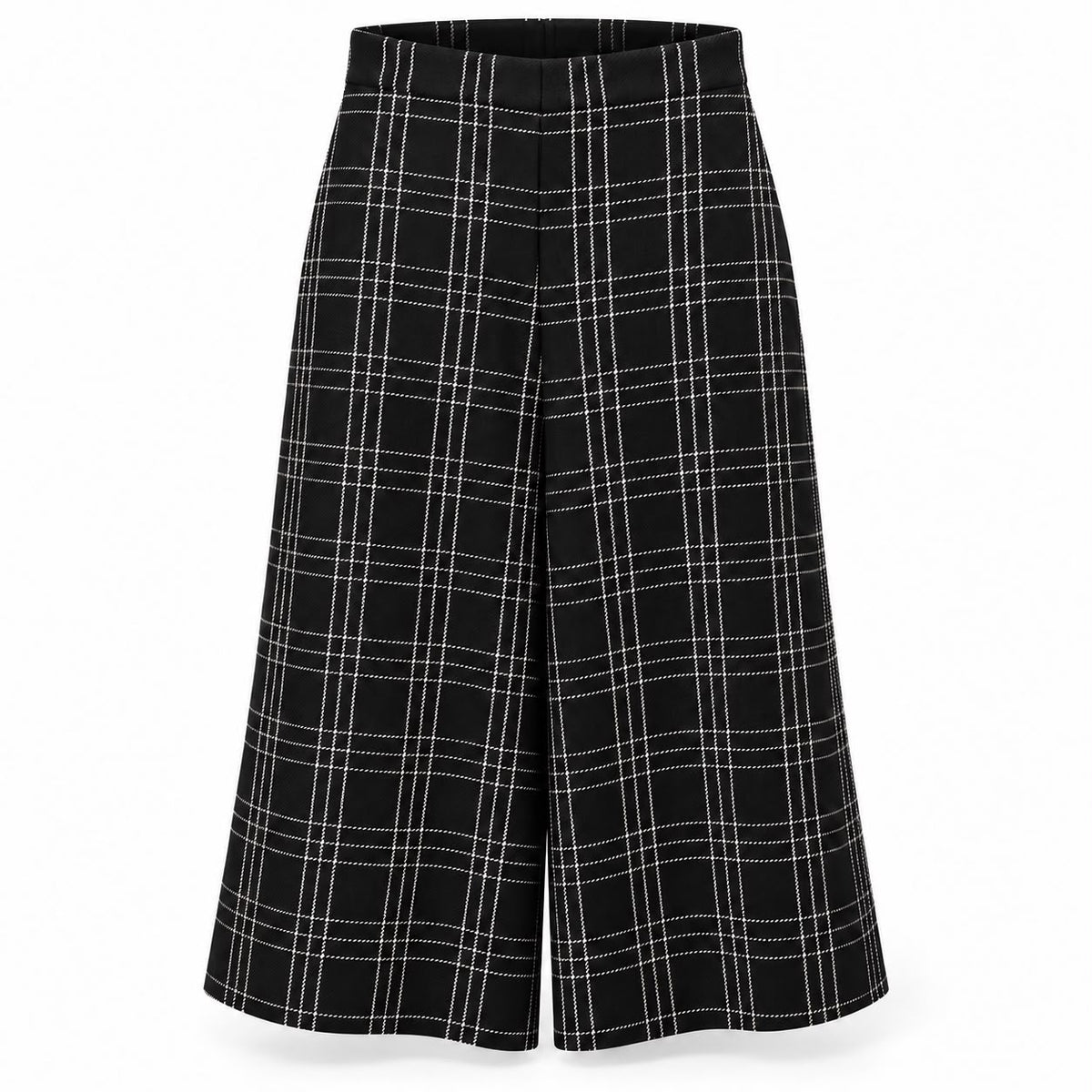 DIOR – *NEW* CROPPED TROUSERS IN BLACK AND WHITE CHECKED VIRGIN WOOL – 34 FR / 38 IT