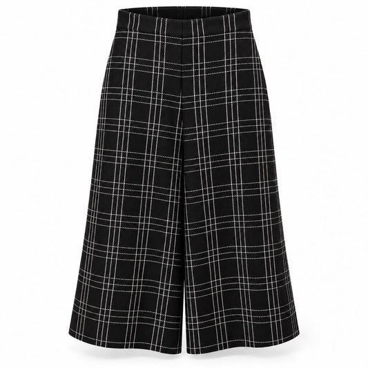 DIOR – *NEW* CROPPED TROUSERS IN BLACK AND WHITE CHECKED VIRGIN WOOL – 34 FR / 38 IT
