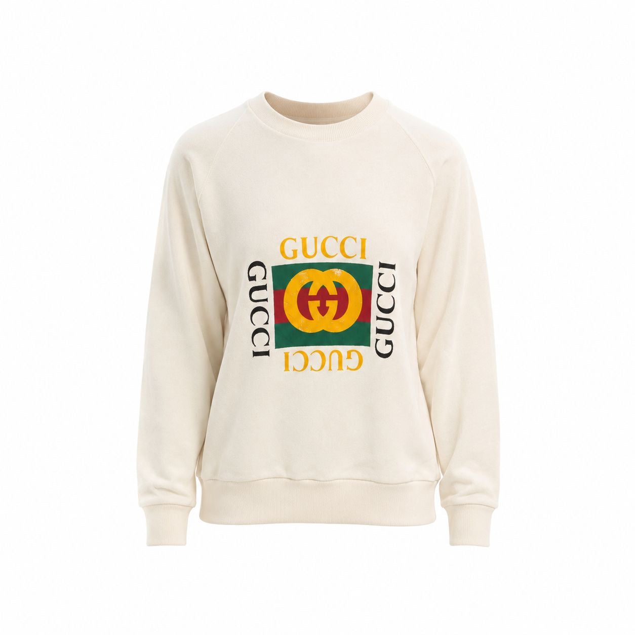 GUCCI - SWEATSHIRT OFF-WHITE LOGO & BLIND FOR LOVE TIGER HEAD SIZE S