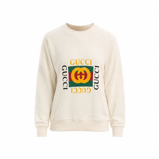 GUCCI - SWEATSHIRT OFF-WHITE LOGO & BLIND FOR LOVE TIGER HEAD SIZE S