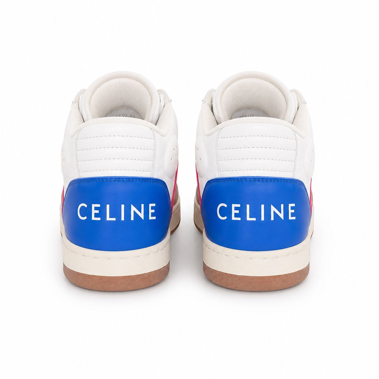 CÉLINE - SNEAKERS CT02 WHITE LEATHER WITH BEIGE SUEDE, RED AND BLUE ACCENTS SIZE 35 EU