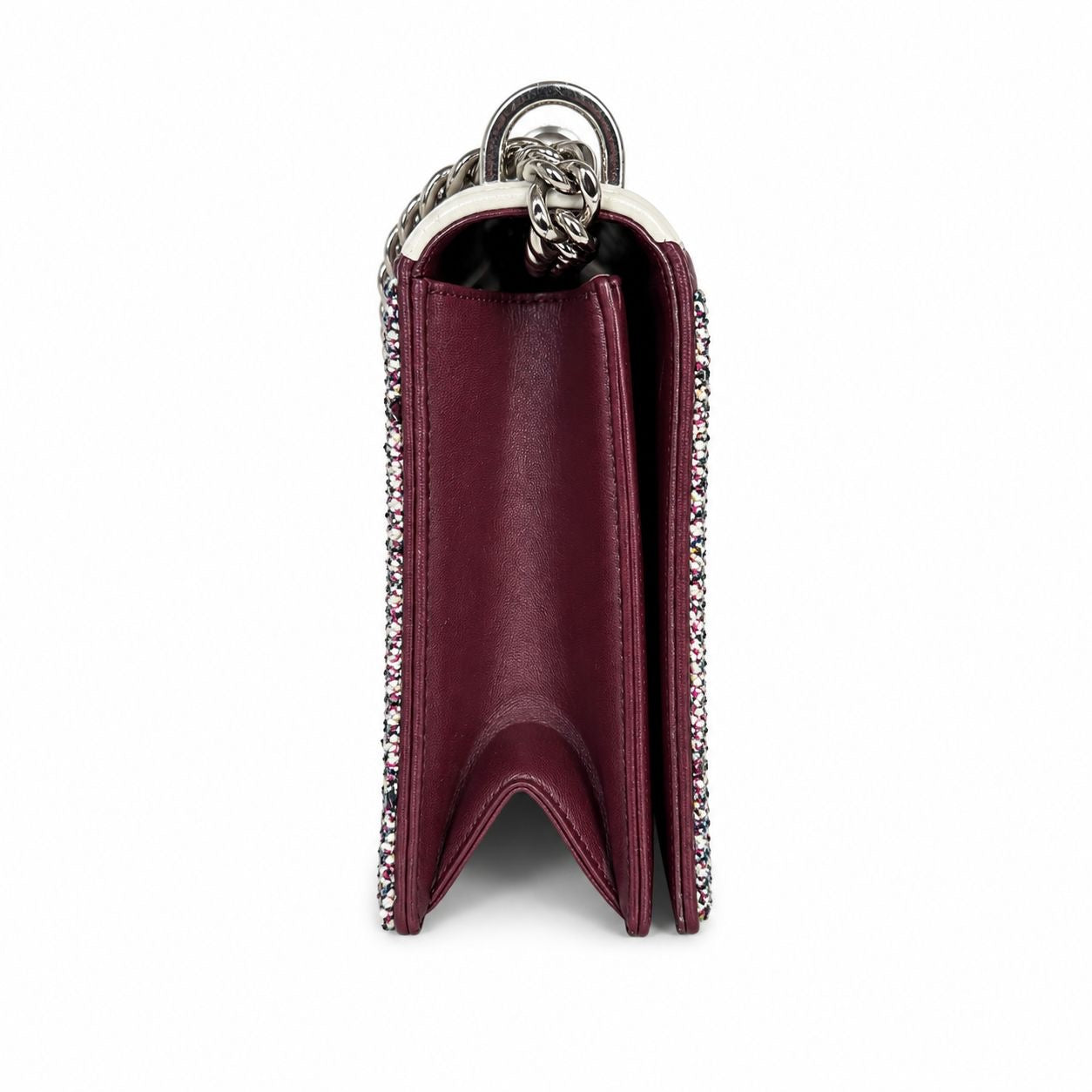 DIOR - BAG DIORAMA MEDIUM BURGUNDY TWEED AND LEATHER SILVER HARDWARE