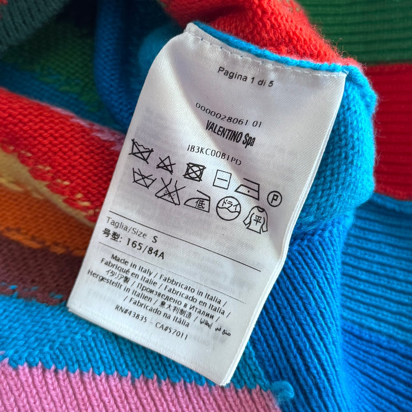 VALENTINO - SWEATER CASHMERE CHEVRON STRIPED MULTICOLOR SIZE S