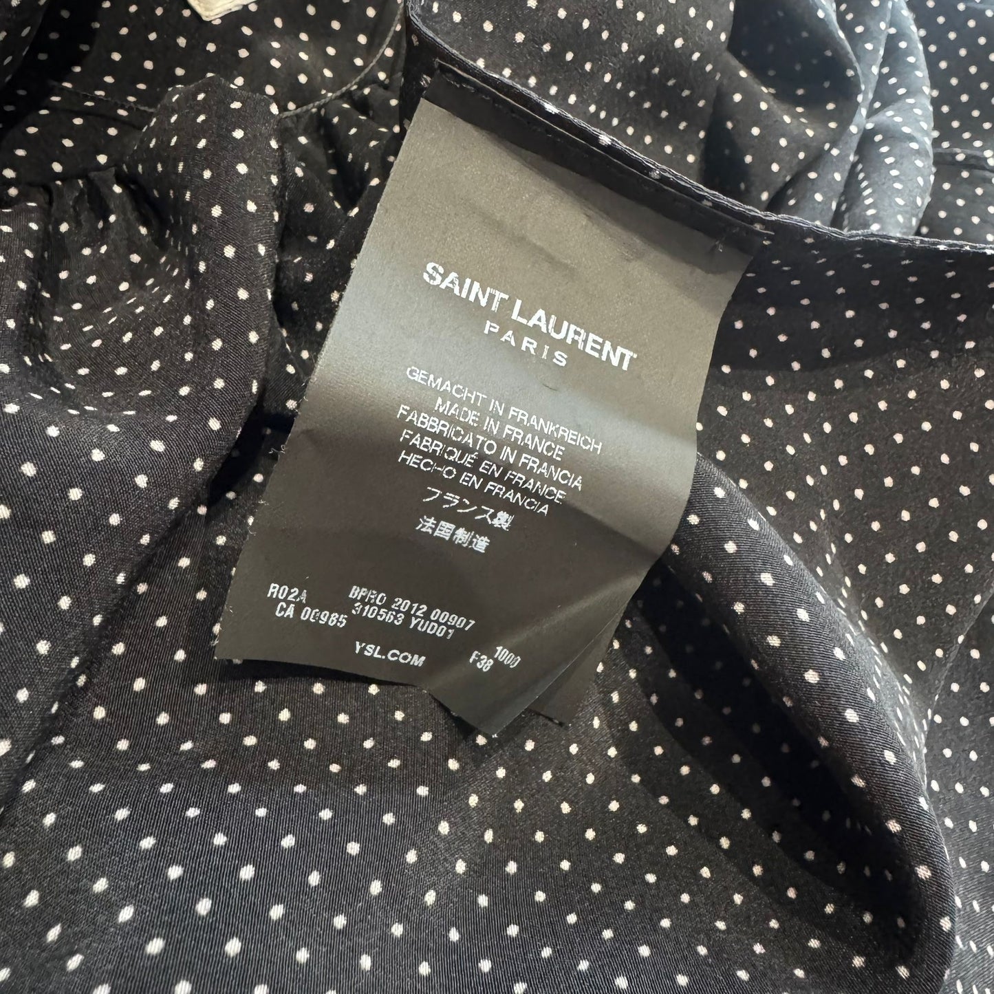 SAINT LAURENT - DRESS MINI BLACK WITH WHITE POLKA DOTS SIZE 38 FR