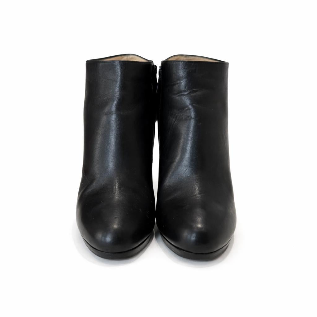 LOUBOUTIN - ANKLE BOOTIES BLACK SMOOTH LEATHER SIZE 39 EU