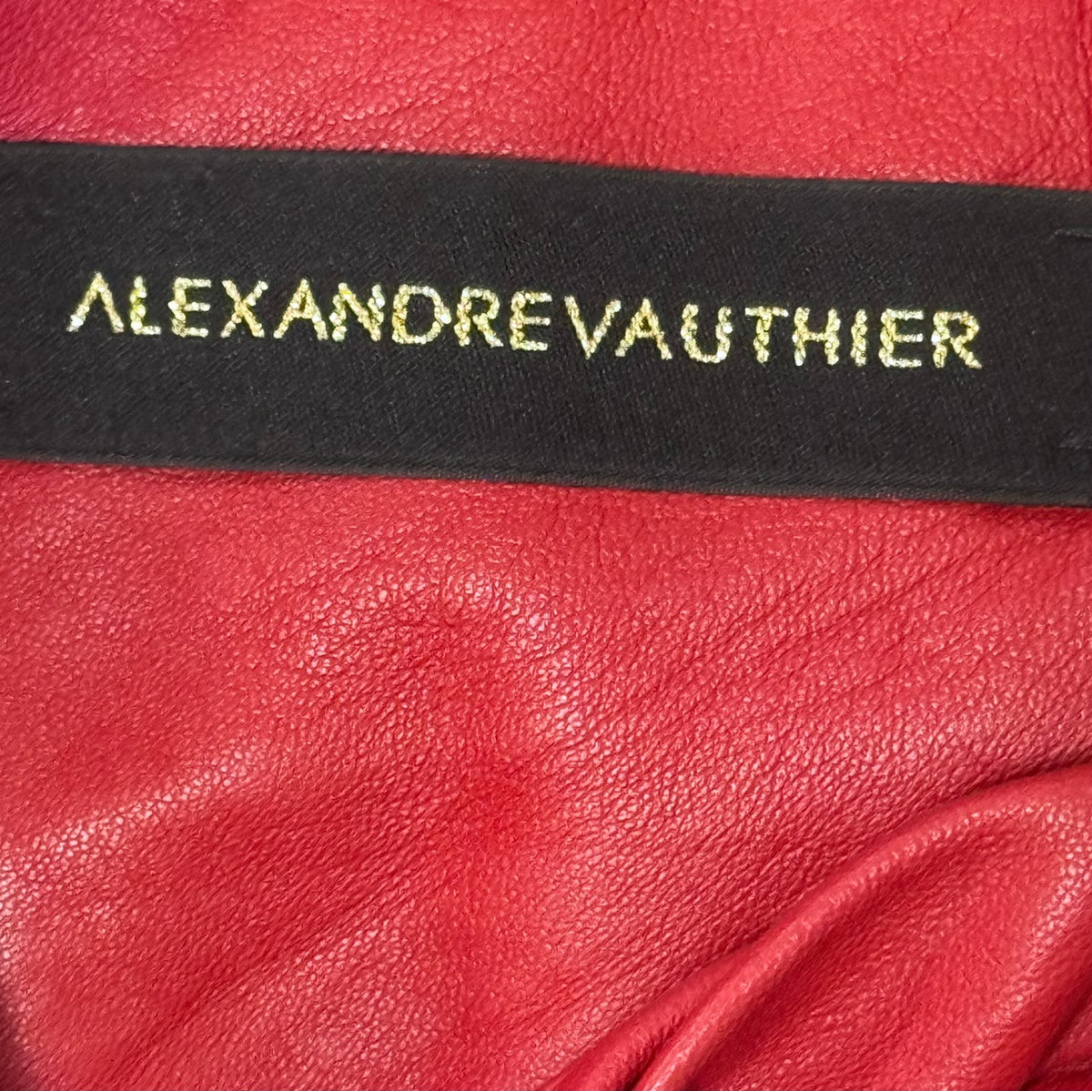 ALEXANDRE VAUTHIER - SKIRT MINI RED LAMBSKIN DRAPED ASYMMETRIC SIZE 36 FR