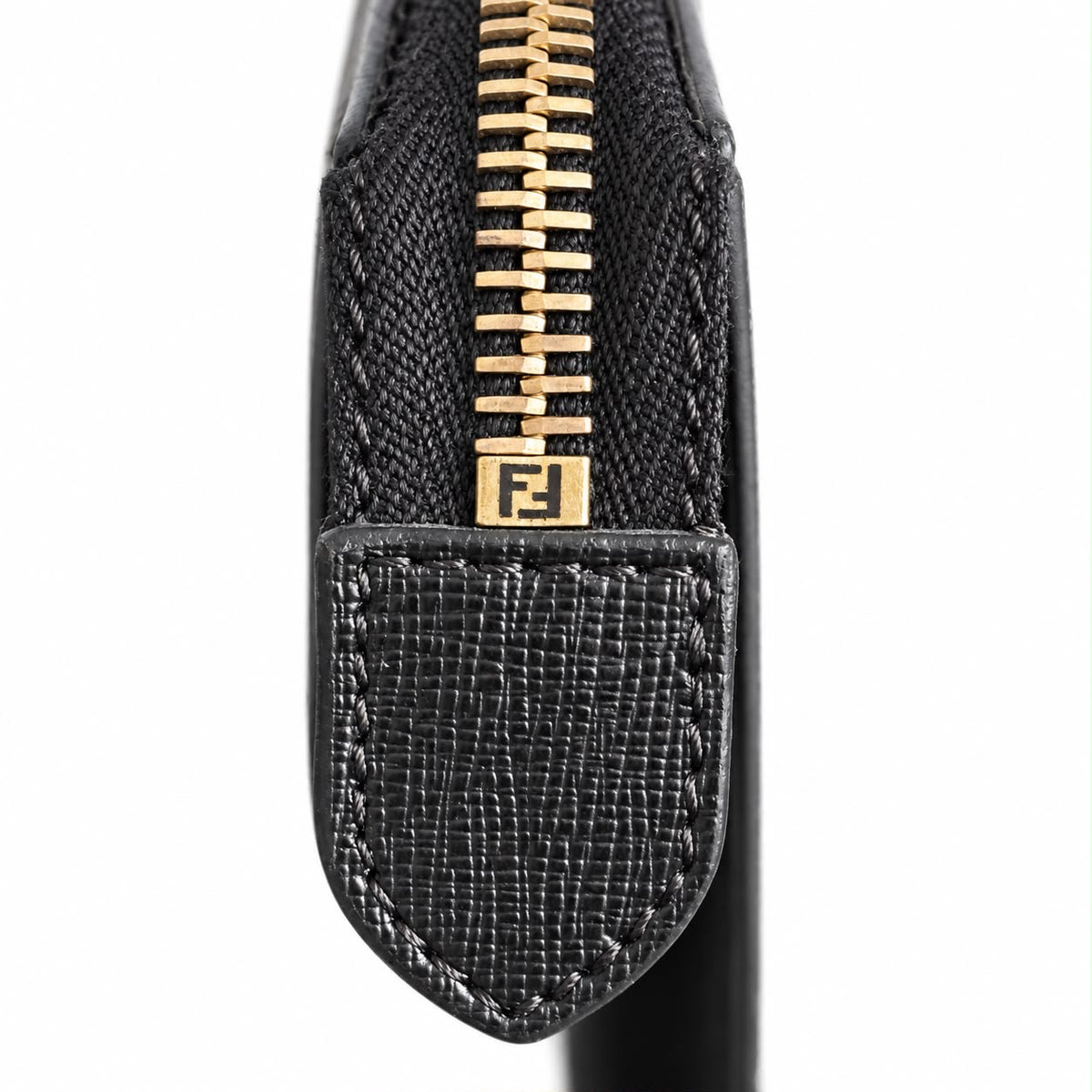 FENDI – CLUTCH BAG BUGS MONSTER BLACK TEXTURED LEATHER WITH STUDDED EYES & GOLD-TONE HARDWARE