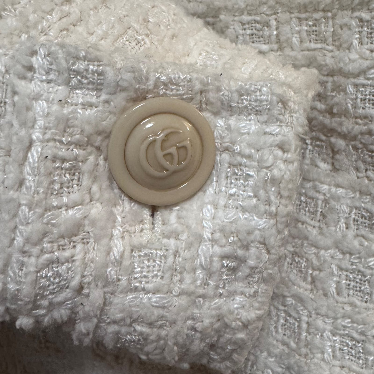 GUCCI - JACKET BOMBER TWEED WHITE WITH LOGO BUTTONS SIZE 38 IT