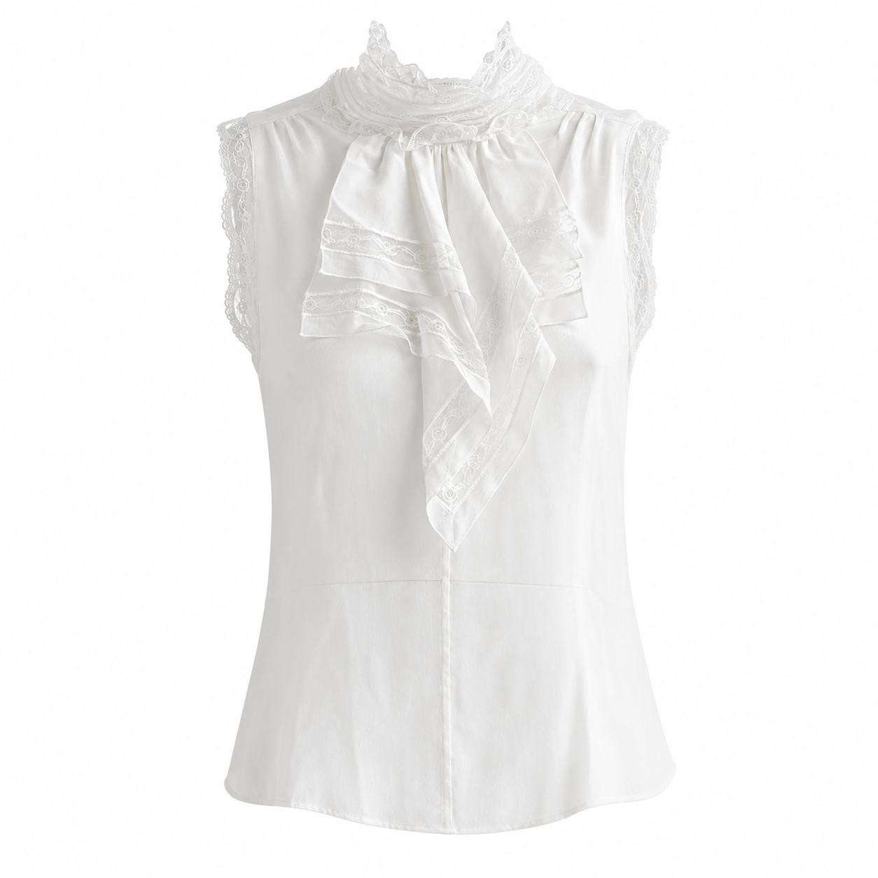CHANEL - SHIRT IVORY SLEVELESS LACE SIZE 36 FR