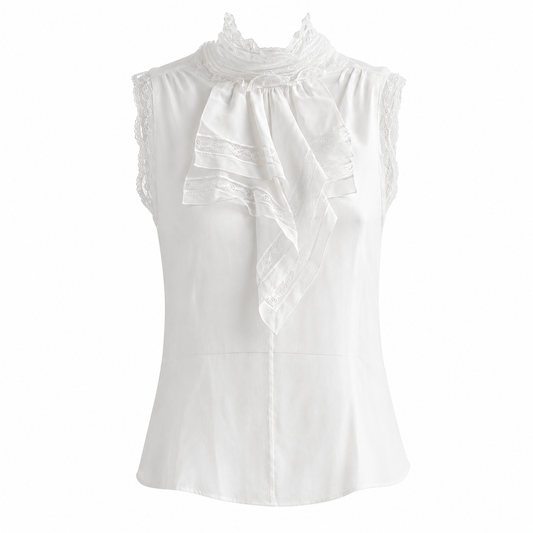 CHANEL - SHIRT IVORY SLEVELESS LACE SIZE 36 FR
