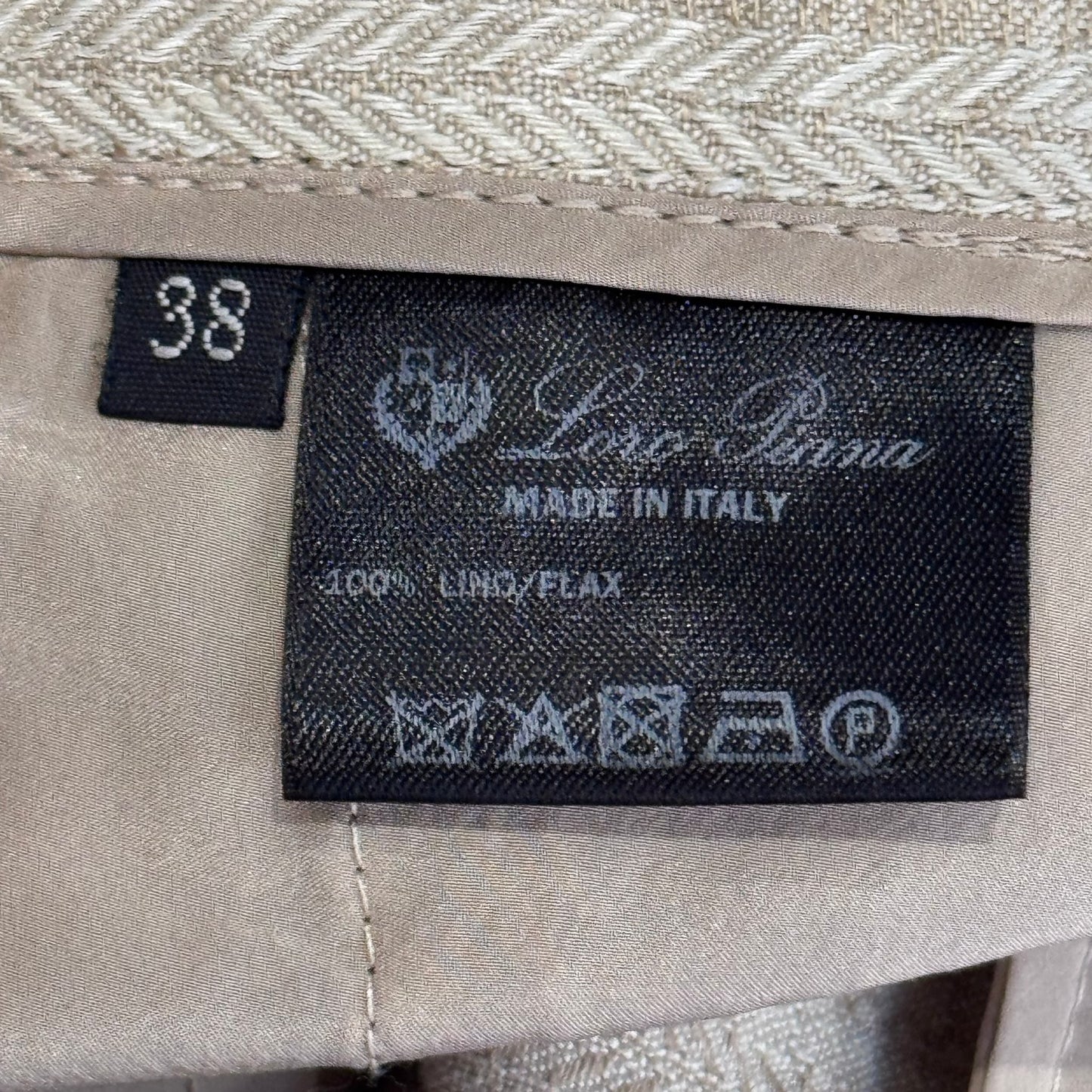 LORO PIANA - SHORTS STRIPED LINEN BEIGE LIGHT BROWN SIZE 38 FR