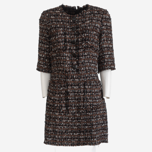 DOLCE & GABBANA - DRESS TWEED BUTTON EMBELLISHED SIZE 46 IT