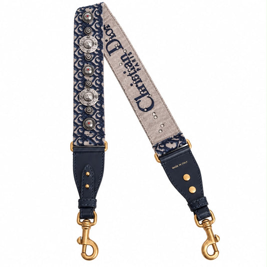 DIOR - STRAP OBLIQUE NAVY BLUE GOLD-TONE HARDWARE