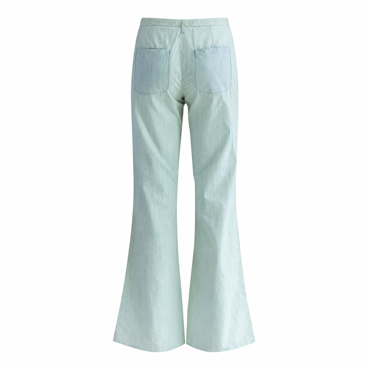 CHANEL - JEANS LIGHT BLUE STRETCH FLARED WITH LOGO BUTTON SIZE 36 FR