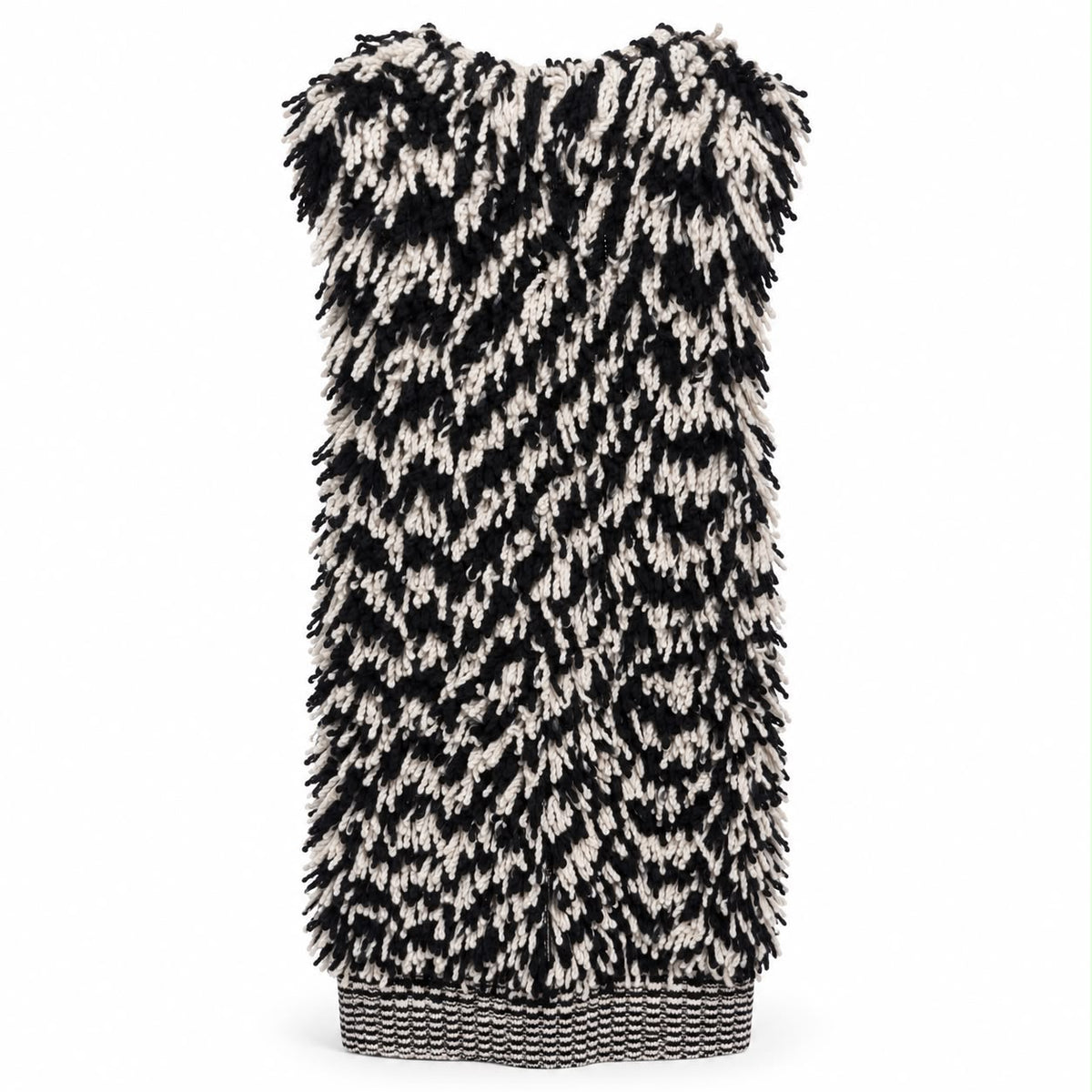 MISSONI – LONG VEST BLACK & WHITE FRINGED KNIT– SIZE IT 44