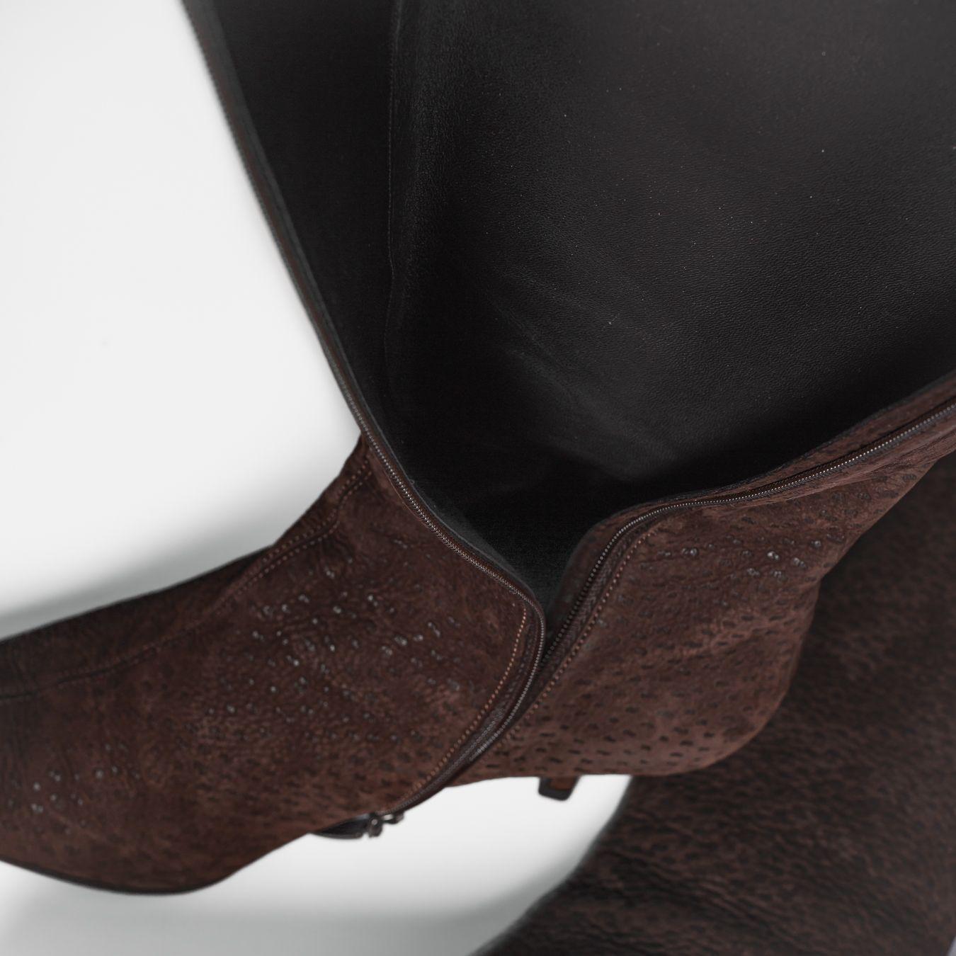 PRADA - HIGH BOOTS BROWN OSTRICH LEATHER SIZE 37 EU