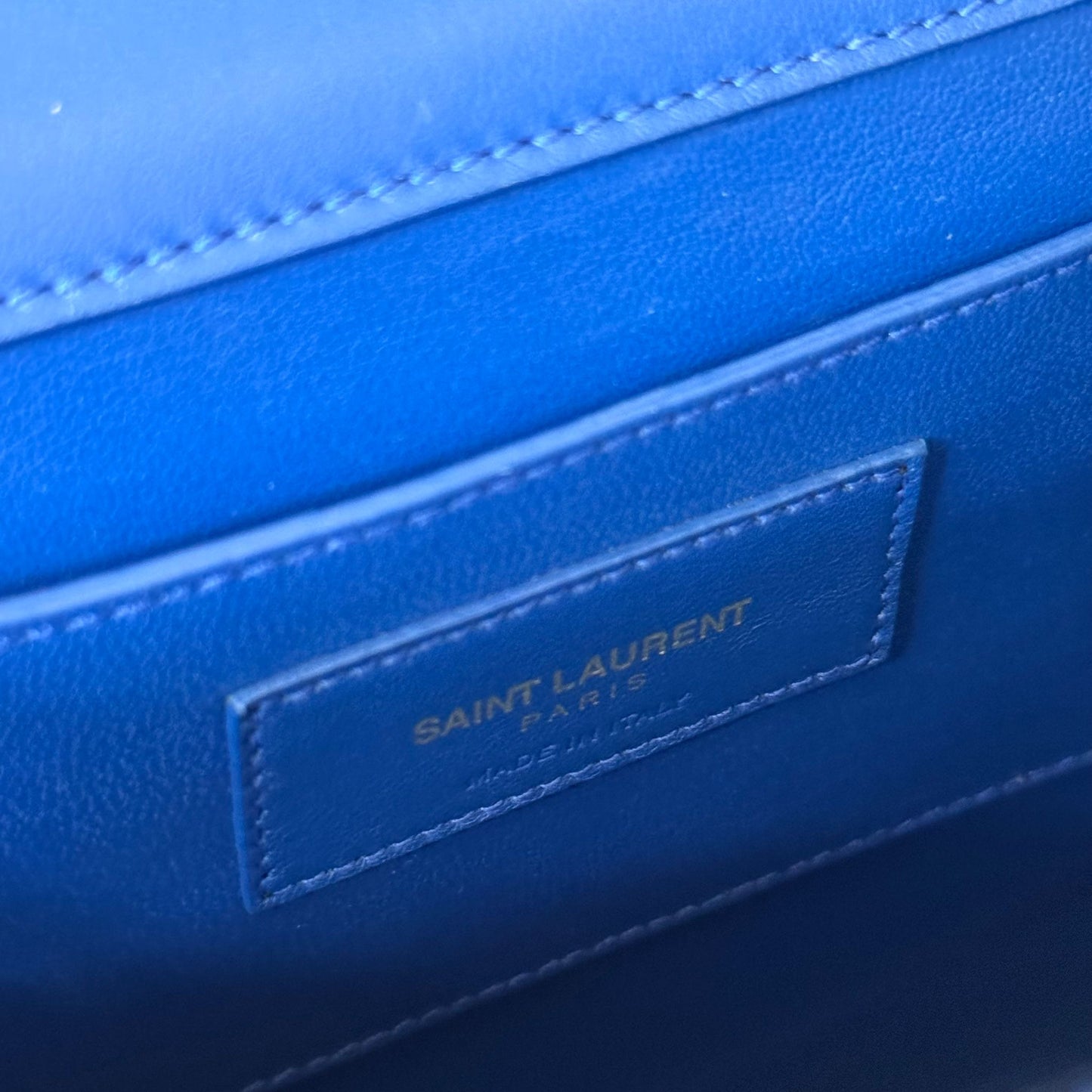 SAINT LAURENT - BAG KATE BLUE MAJORELLE CROCODILE EMBOSSED SILVER HARDWARE