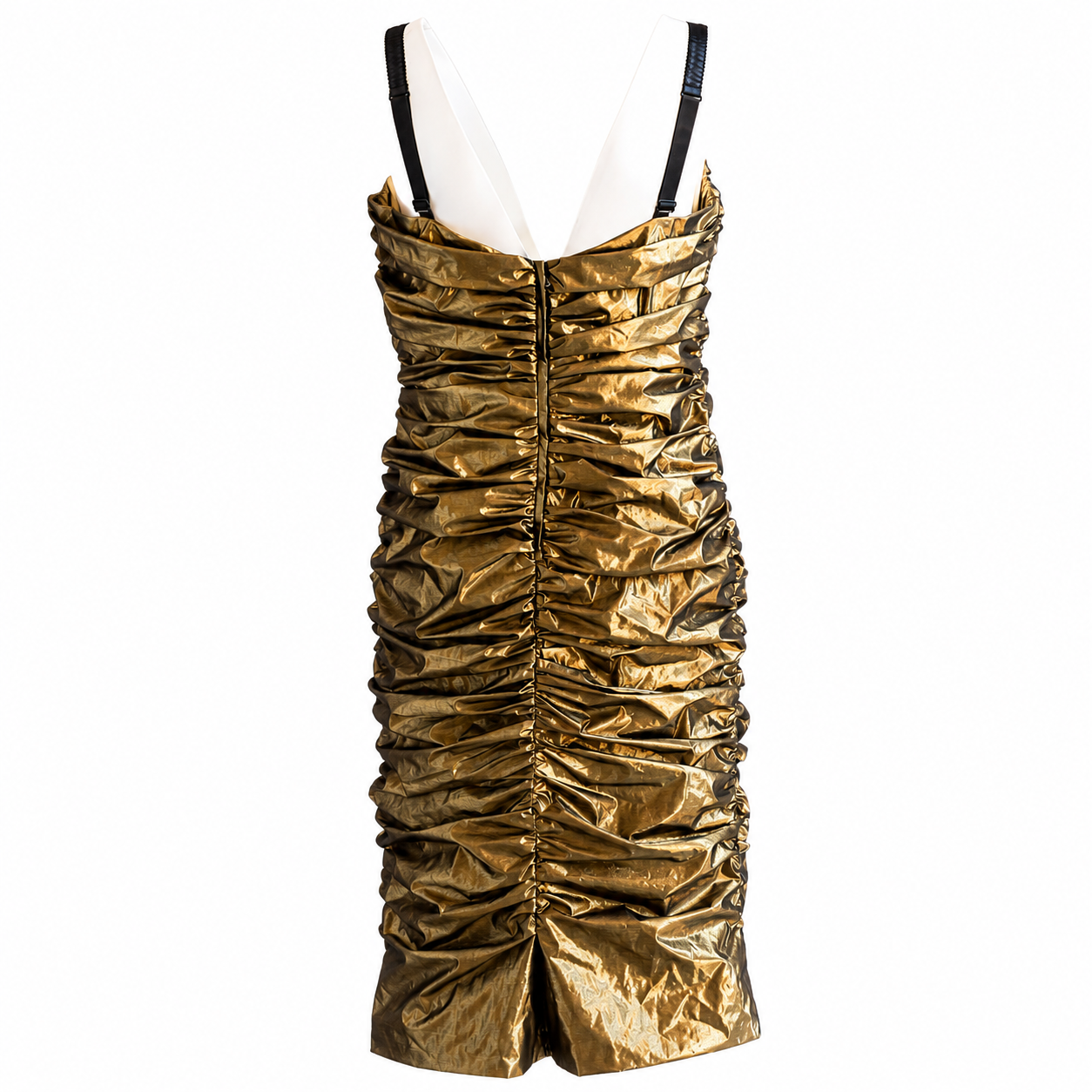 DOLCE & GABBANA - DRESS MIDI METALLIC BRONZE SIZE 48 IT
