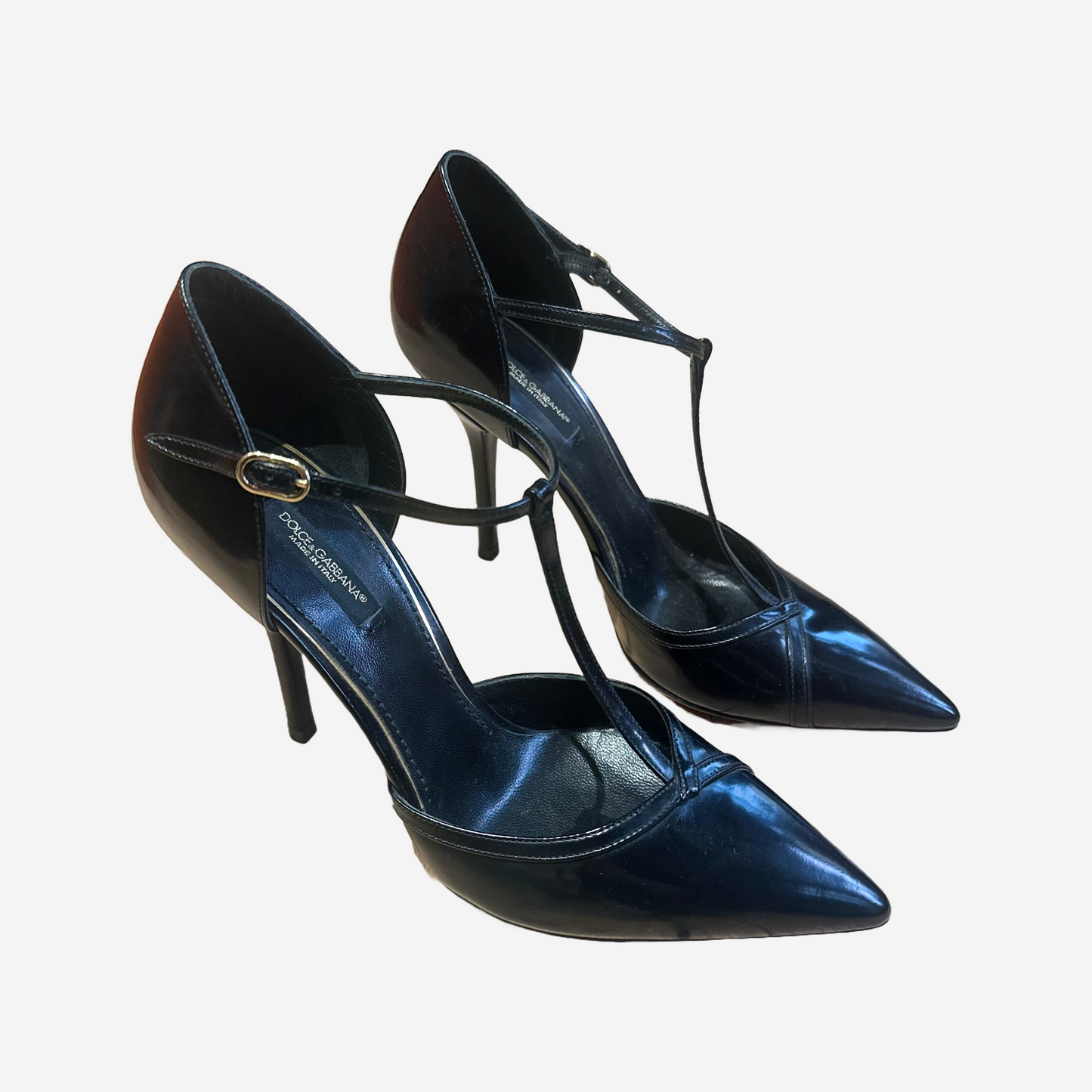 DOLCE & GABBANA - HEELS BLACK PATENT LEATHER SIZE 37,5 EU