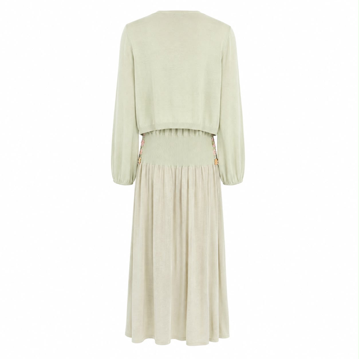 VALENTINO - DRESS & CARDIGAN SET LIGHT GREEN EMBELLISHED SIZE S